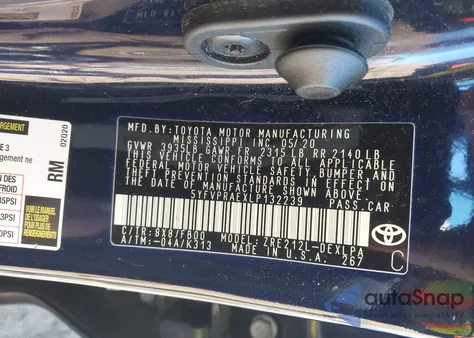 2020 Toyota Corolla Le from USA, damaged, VIN 5YFVPRAEXLP132239